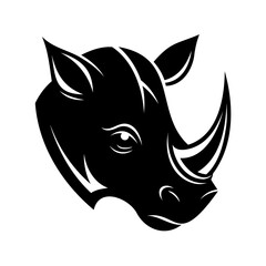 Obraz premium Silhouette a rhinoceros head with a prominent horn detailed eye animal