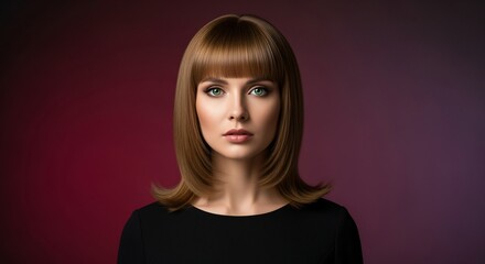 Fototapeta premium Portrait of a woman with green eyes and brown hair.