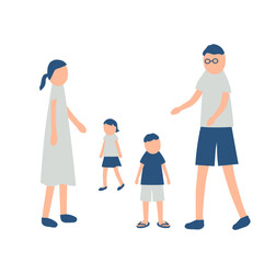 夏を過ごす家族のイラスト