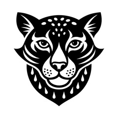 Silhouette a stylized cheetah head with tribal markings animal wild