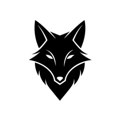 Silhouette a stylized fox head with sharp angular features animal logo