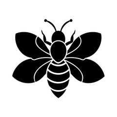Silhouette a stylized honeybee with wings spread on insect animal