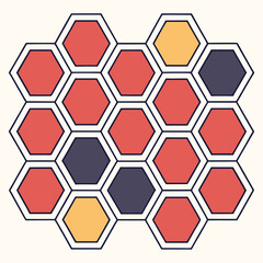 Obraz premium Abstract Hexagon Pattern: A geometric arrangement of colorful hexagons with a clean, modern aesthetic. This image offers a versatile visual element, well-suited for diverse design applications.