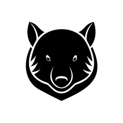 Silhouette a wombat head with outline details animal