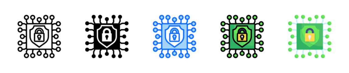 Obraz premium Cyber Security Icon Set Multiple Style Collection