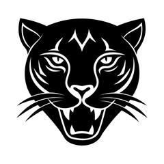 Silhouette jaguar head with sharp teeth accents animal