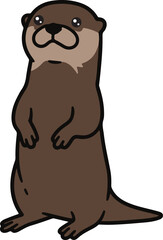 Cute brown Otter wild mammal bear cartoon character illustration