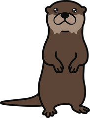 Cute brown Otter wild mammal bear cartoon character illustration