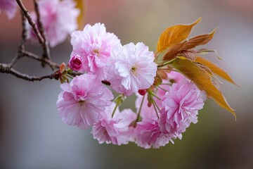 Focused view of lovely cherry blossoms