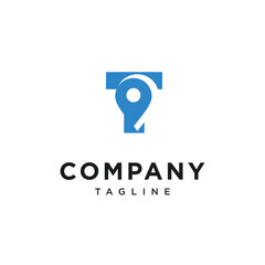 Letter T Location Logo Icon Vector