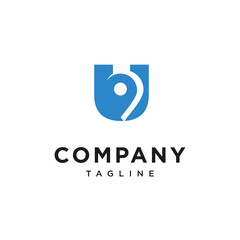 Letter U Location Logo Icon Vector