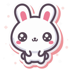 Kawaii Rabbit Sticker in Flat Vector Style