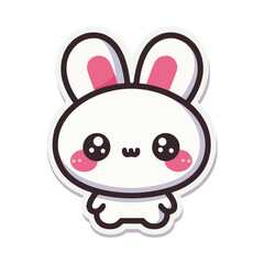 Kawaii Rabbit Sticker in Flat Vector Style