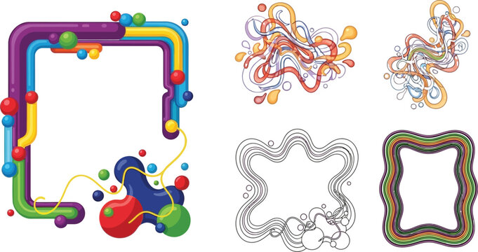 Colorful abstract frames vector design elements set for graphics and creative projects templates and layouts