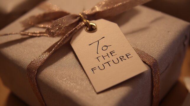 Gift box with ribbon and tag