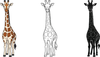 Giraffe illustration set, cartoon giraffe, giraffe drawing, giraffe vector, african animal, wildlife art