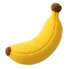 3D Plush Banana with Soft Fuzzy Texture - Isolated on white