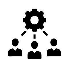 Teamwork and collaboration with gear icon silhouette