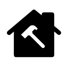 Hammer inside house silhouette for renovation