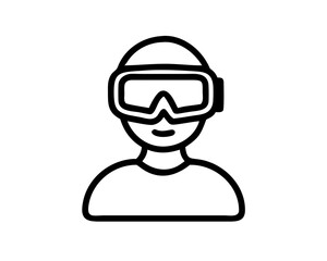 Person wearing ski goggles silhouette