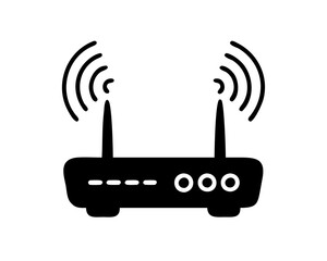 Black silhouette of a wireless router with antennas silhouette