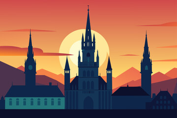 Fototapeta premium silhouette of the church