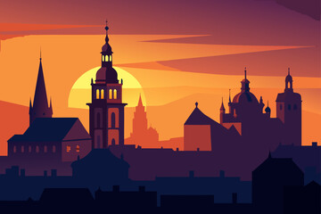 Fototapeta premium silhouette of the church