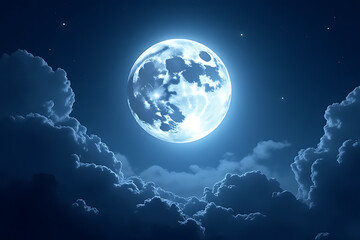 Lunar Glow Amidst Clouds,