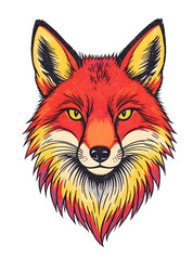 Pixelated Fox Portrait with Orange and Yellow Fur on Black Background Digital Artwork Square Pixel Design Isolated Animal Illustration