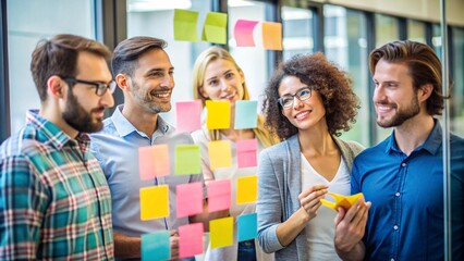 Happy college students together in a classroom