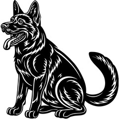 Sleek black silhouette of a german shepherd dog