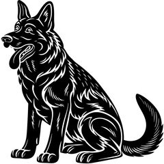 Sleek black silhouette of a german shepherd dog