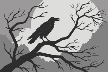 Fototapeta premium raven on a branch