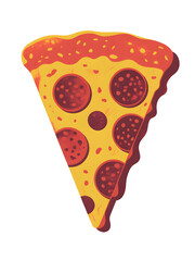 Pixelated Pepperoni Pizza Slice with Yellow Cheese and Red Pepperoni on Transparent Background Delicious Italian Fast Food