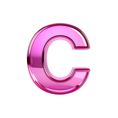 Glossy pink letter C, vibrant and elegant, on transparent background