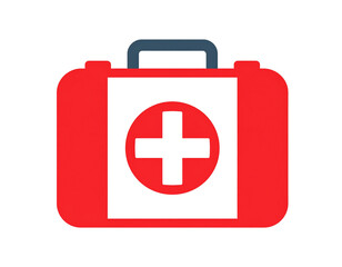Obraz premium Minimal flat first aid kit icon with red cross and handle (2)