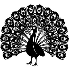 Stylized silhouette of a proud peacock