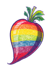 Rainbow Beet Illustration on Transparent Backdrop Featuring Vibrant Colors Organic Shape and Healthy Food Concept for LGBTQ Pride Design Element