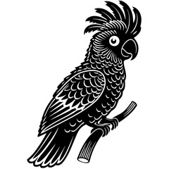 Stylized solid black silhouette of a parrot