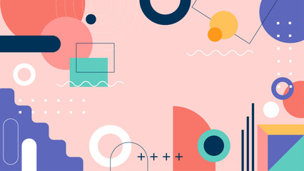 Obraz premium Abstract pink backdrop with vibrant geometric patterns suitable for web design, posters, presentations, and social media graphics. Perfect for modern aesthetics.
