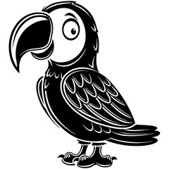 Stylized solid black silhouette of a parrot