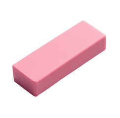 A minimalist still life composition featuring a pink eraser isolated on a transparent background