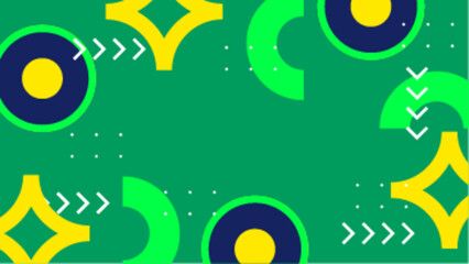 Obraz premium Abstract green background with yellow and blue shapes. Suitable for designs, websites, presentations, and artistic projects needing vibrant colors and a modern touch.