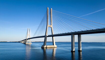 Naklejka premium Modern cable-stayed bridge spanning a body of water