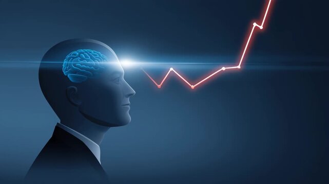 Illustration symbolizing the mindset and psychology of investing, blending financial themes with mental clarity and discipline.