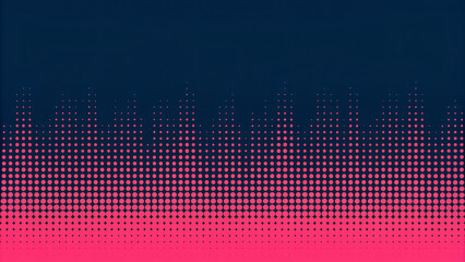 Abstract digital cityscape silhouette with vibrant pink and blue gradient sound wave pattern