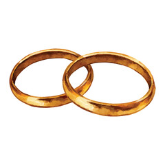 Two intertwined gold wedding rings with a watercolor effect gold rings intertwined rings