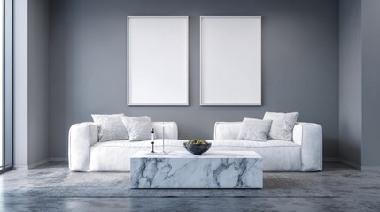 Fototapeta premium Modern living room interior mockup (16)