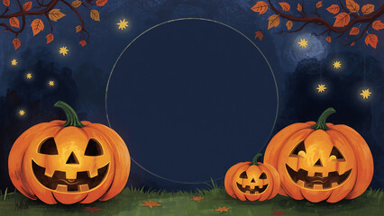 Halloween Night Fun, Spooky Pumpkin Party, Autumn Glow Celebration, Magical October Evening, Jack-o'-Lantern Delight