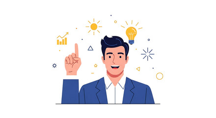 Innovative businessman has a bright idea for business growth success and strategic solutions